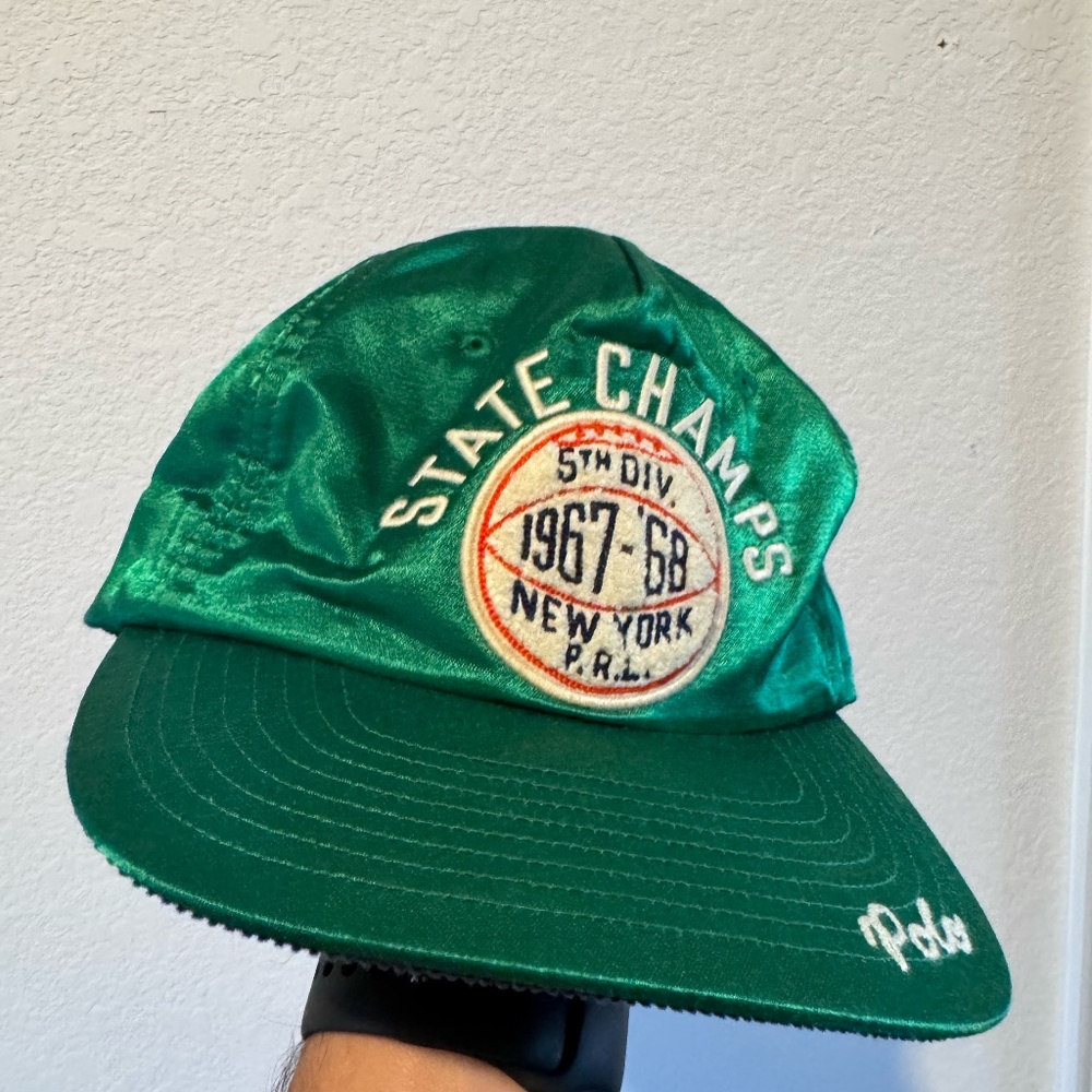 Satin Green Ralph Lauren Vintage Style New York Champions Hat